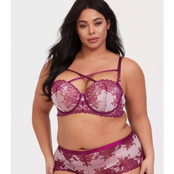 torrid Other - Torrid Curve Red Lace Strappy Push Up Plunge Bra Underwire Sexy Women's 42 DD